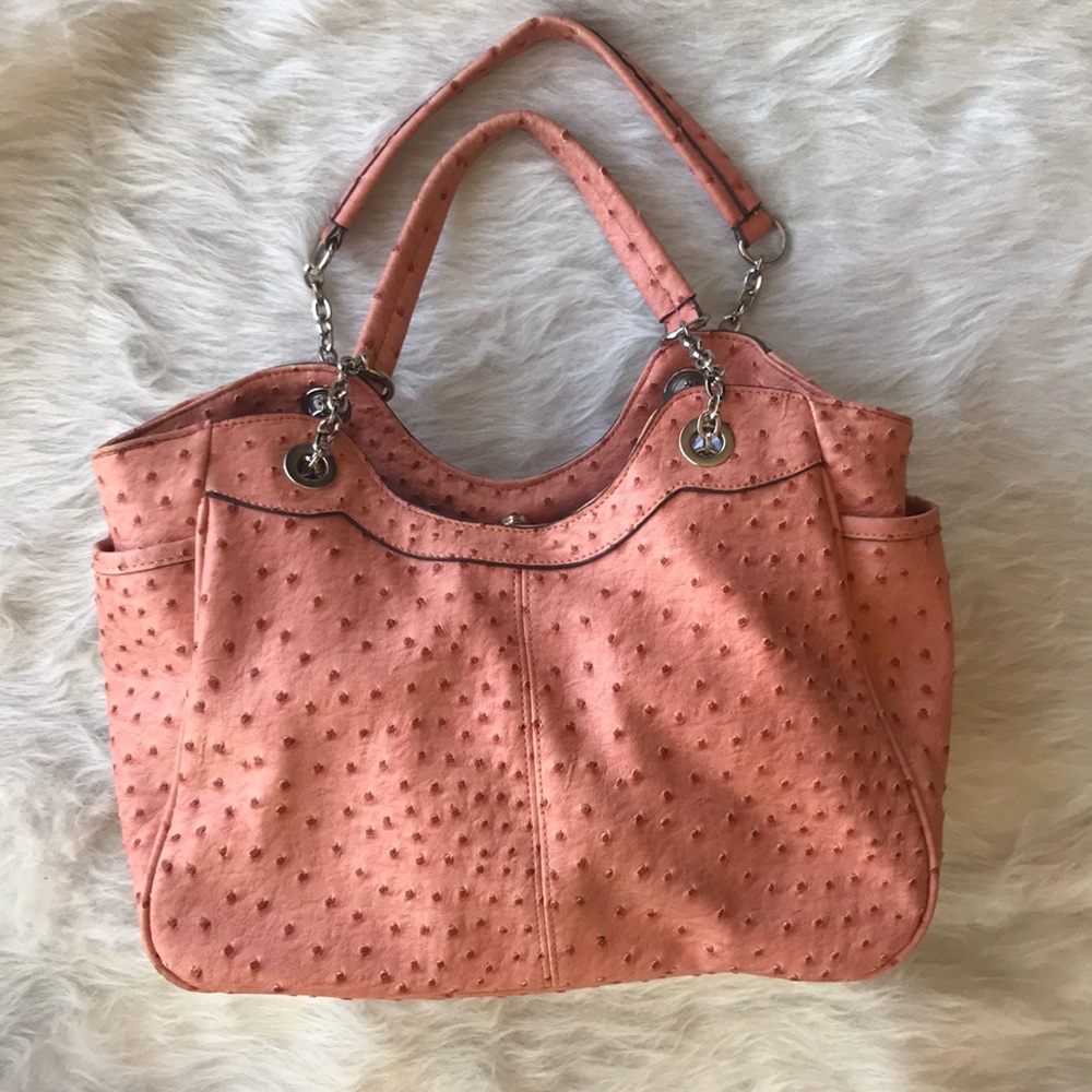 Pink Studded Chain Hoop Handle Purse